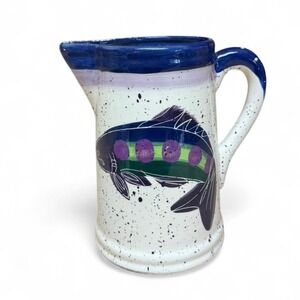 Julie Ueland "Shorelines Fisherman" collection 72oz ceramic pitcher vintage 1996